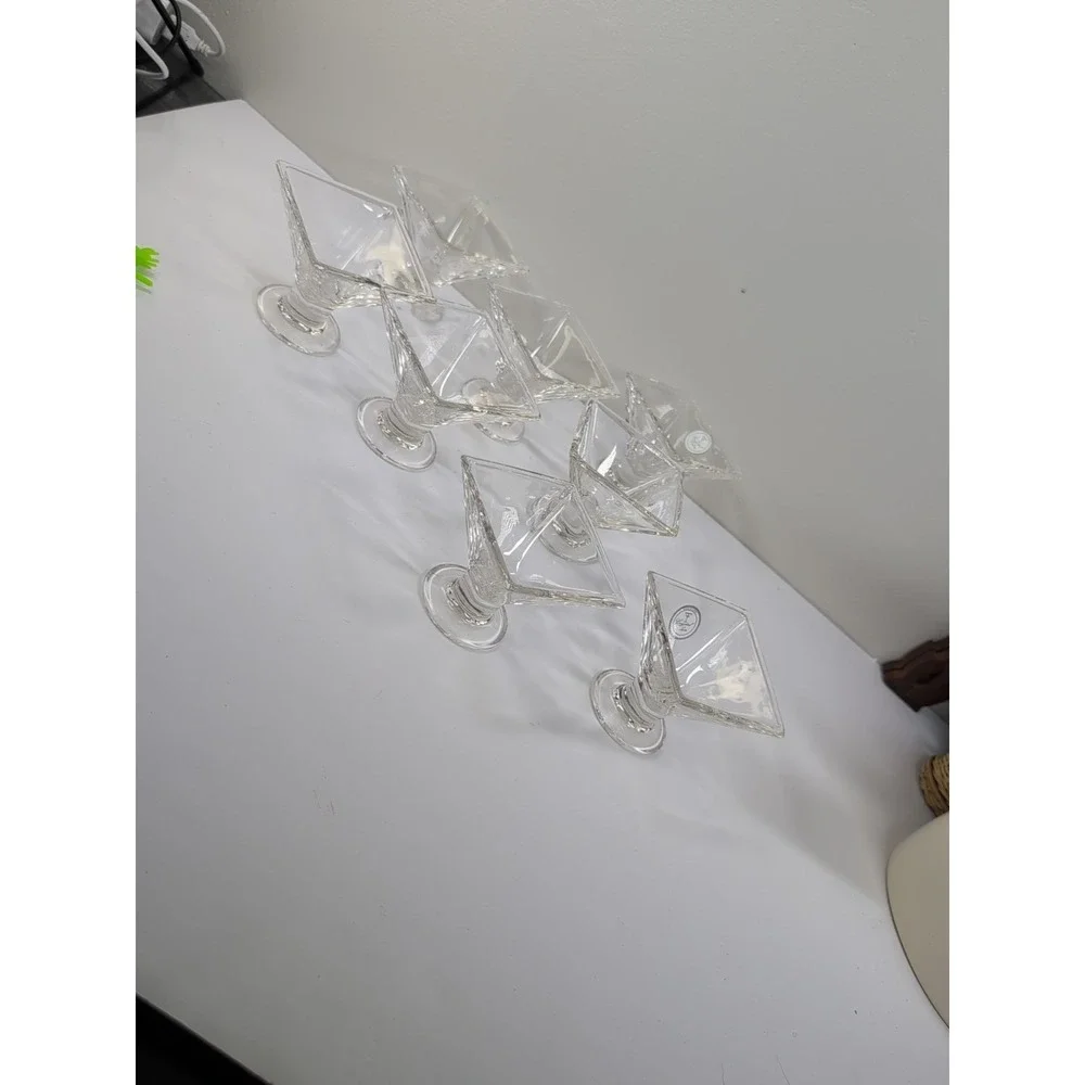 Set of 8 Crystal Clear Square Pyramid Shaped Footed SHERBERT DISH‎ 3